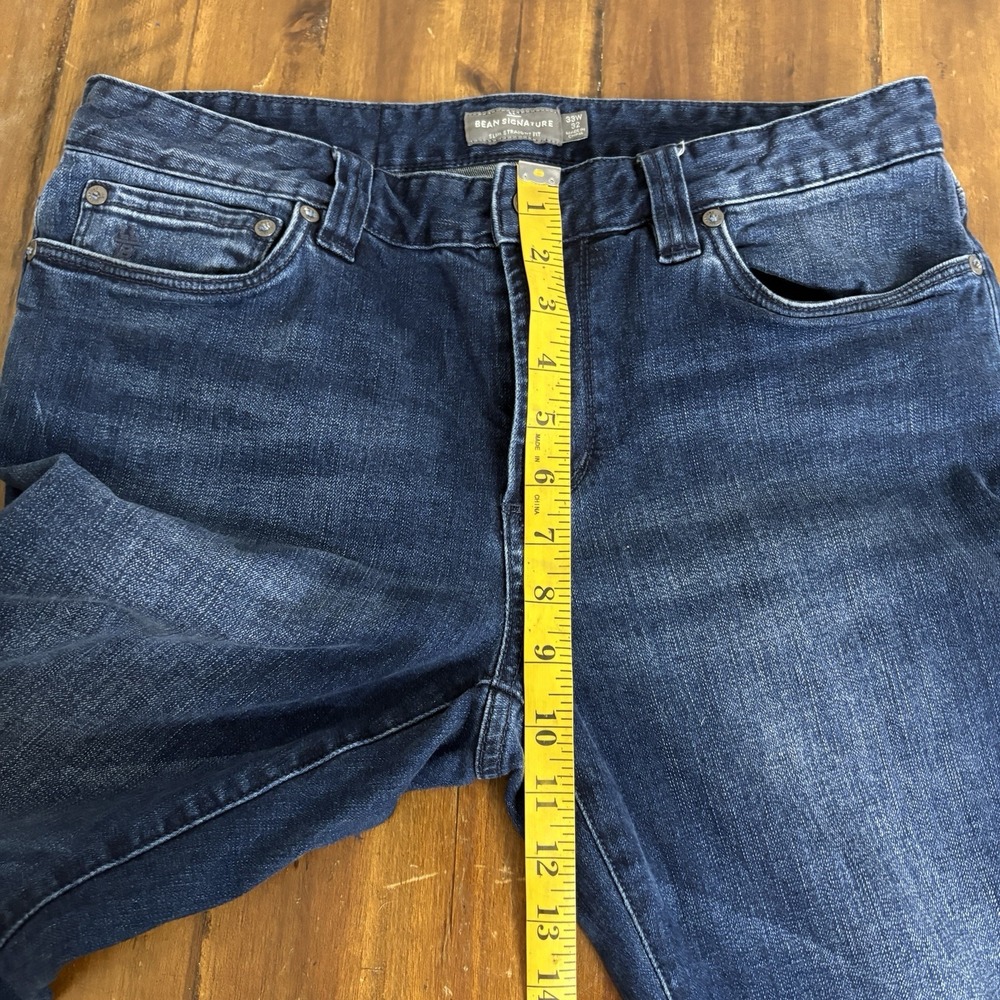 L.L.Bean Signature Five-Pocket Jeans Slim Straight Fit 33W x 32 Dark Blue Faded - Picture 10 of 11